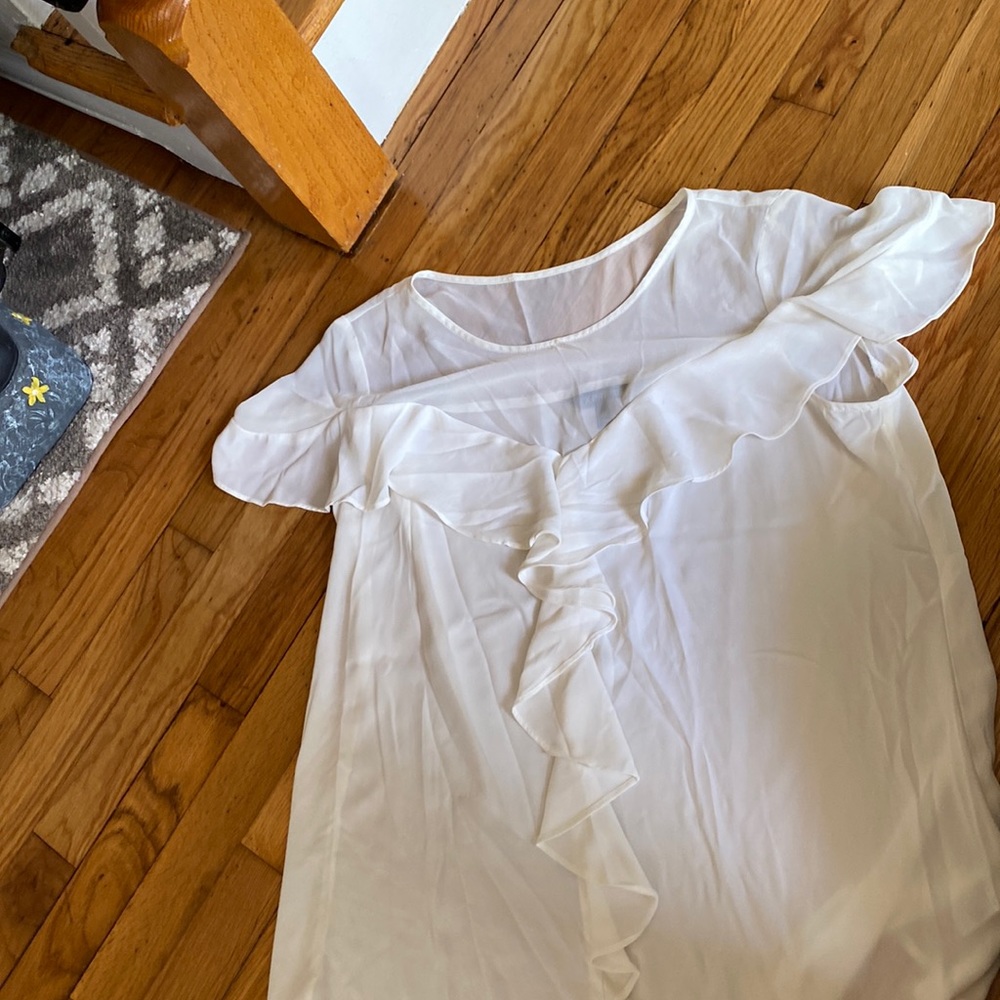 Express romantic white ruffle top, sheer at chest area. Size L.